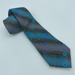 Vintage Gianni Versace Flower and Striped Italian Silk Tie